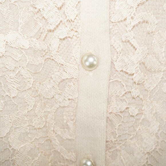 Vintage 50's Lace Fur Collar Cardigan Sweater - Picture 2 of 7